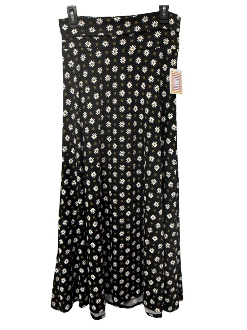 LULAROE Maxi Skirt Black Daisy Print Size Small Stretch Pull On Womens NWT - Picture 5 of 9